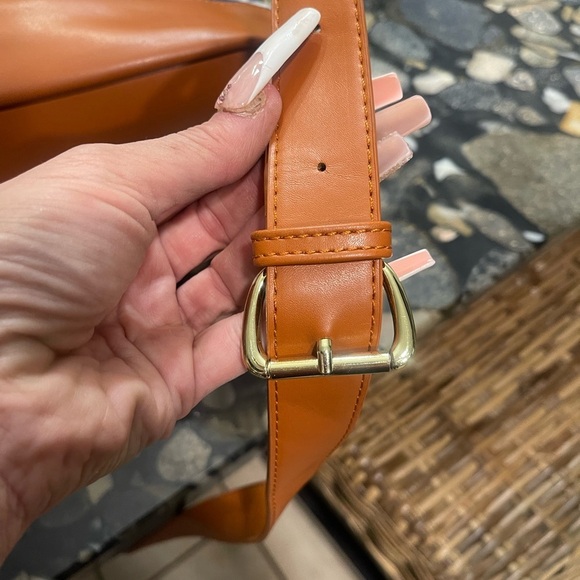 Baosha Nautical Blue and Tan Shoulder Bag with Leather Straps duffel weekender - Picture 7 of 9